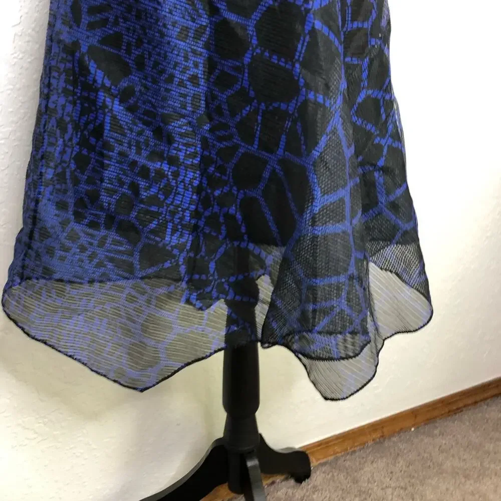 Elie Tahari Eloise blue black sheer overlay sleeveless dress size 4 NWT flawed